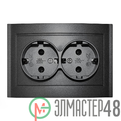 Розетка 2-м СП Бриллиант 16А IP20 с заземл. в сборе графит Universal 7947533-Gr