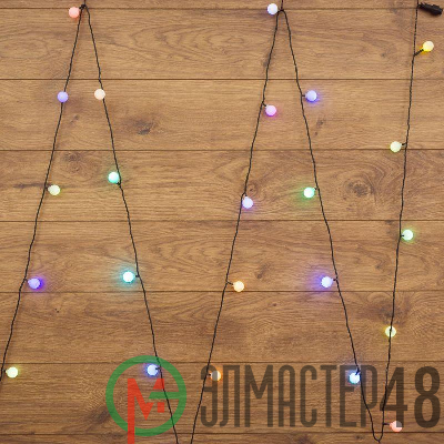Гирлянда "LED-Шарики" 5м d=25мм 25LED RGB темно-зел. провод 6Вт 220В IP20 NEON-NIGHT 303-559