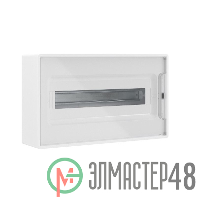 Щиток настенный 18мод. FRAME с прозр. дверцей с 2 шинами PEN на 8 и 10 отверст. бел. DKC F18W1WT