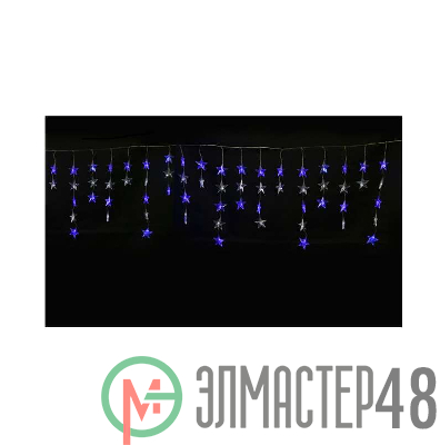 Гирлянда занавес светодиодная "Звездочки-1" ULD-E5505-196/DTK WHITE-BLUE STARS-1 бел. и син. 56LED 5.5х0.5м IP20 Uniel UL-00001410
