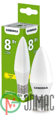 Лампа светодиодная C35 8Вт свеча 3000К E27 230В GENERICA LL-C35-08-230-30-E27-G