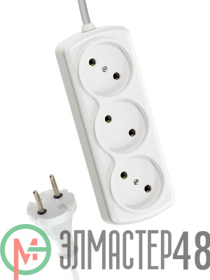 Удлинитель 3х5м 6А IP20 ПВС 2х0.75 Космос YKsm5m-3g(6A)S