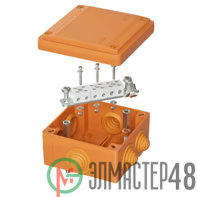 Коробка ответвительная FS 100х100х50мм 6р 450В 6А 4кв.мм с каб. вводами и клеммн. IP56 пластик. DKC FSB11604