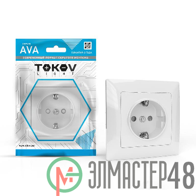 Розетка 1-м СП AVA 16А IP20 с заземл. защ. шторки в сборе бел. TOKOV LIGHT TKL-AV-R1FZSF-C01