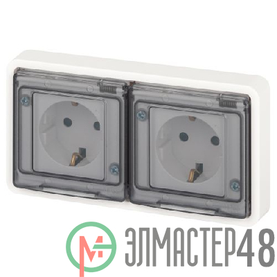 Розетка Эксперт 11-2524-01 2х2P+E гориз. IP55 шторки 16А-250В СУ бел. Эра Б0063254