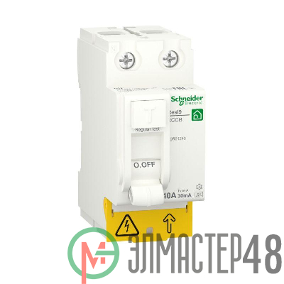 Выключатель дифференциального тока (УЗО) RESI9 40А 2P 30мА тип A SchE R9R61240
