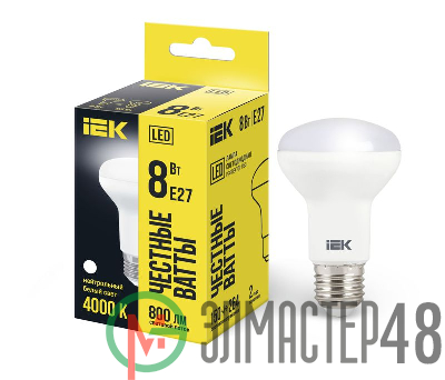 Лампа светодиодная ECO R63 8Вт 4000К бел. E27 720лм 230-240В ИЭК LLE-R63-8-230-40-E27