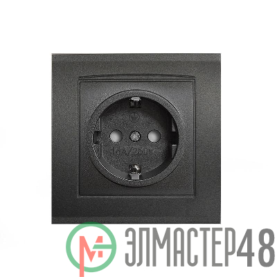 Розетка 1-м СП Бриллиант 16А IP20 с заземл. защ. шторки в сборе графит Universal 7947632-Gr