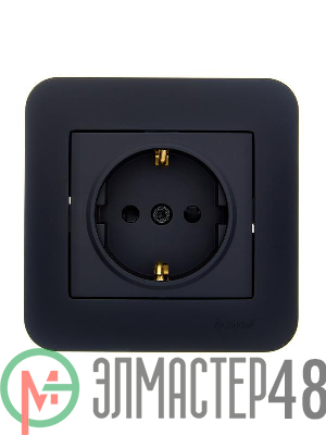 Розетка 1-м СП ASTI 16А IP20 с заземл. защ. шторки термопласт в сборе черн. бархат. LEZARD 7081-4242-124B