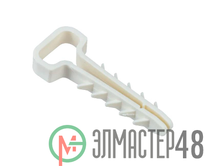 Дюбель-хомут PCD-F 06х12-45-100WH для плоского кабеля PA6.6 (уп.100шт) Jazzway 5054943