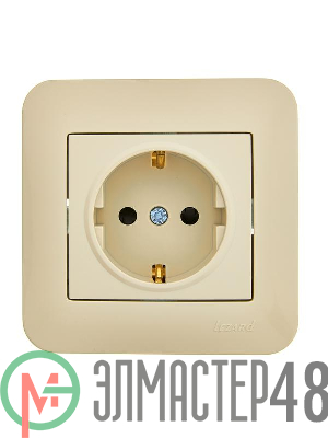 Розетка 1-м СП ASTI 16А IP20 с заземл. защ. шторки термопласт в сборе крем. LEZARD 7081-0303-124B