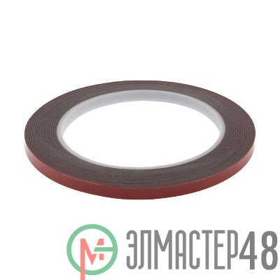 Скотч двустор. 6ммх5м красн. на серой основе Rexant 09-6006