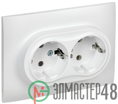 Розетка 2-м SKANDY 16А с заземл. без защ. шторок в сборе SK-R08W арктич. бел. IEK SK-R21-16-K01-F