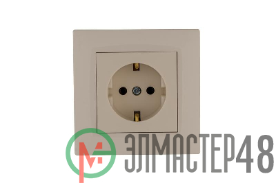Розетка 1-м Karea RIZZ с заземл. керамика крем Makel 88010008