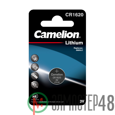 Элемент питания литиевый CR CR1620 BL-1 (блист.1шт) Camelion 3610
