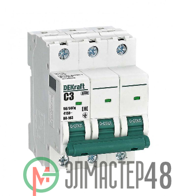 Выключатель автоматический модульный 3п C 3А 6кА ВА-103 DEKraft 12298DEK