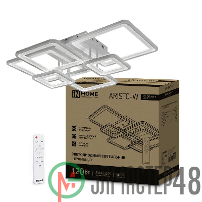Светильник светодиодный ELEGANT ARISTO-W 120Вт 230В 3000-6500К 8400лм 686х587х151мм пульт ДУ бел. IN HOME 4690612047317