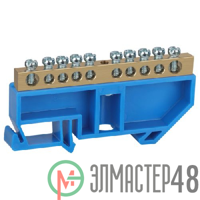 Шина N "ноль" на DIN-изол. ШНИ-6х9-10-Д NO-222-46 син. ЭРА Б0033427