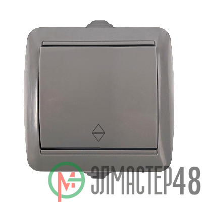 Переключатель проходной 1-кл. ОП Клио 10А IP44 сер. UNIVersal К2230-Gr