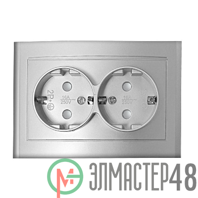 Розетка 2-м СП Бриллиант защ. шторки с заземл. серебр. UNIVersal 7949797