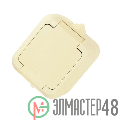Розетка 1-м ОП 10А IP44 с заземл. с крышкой п/герм. крем. Makel 18204