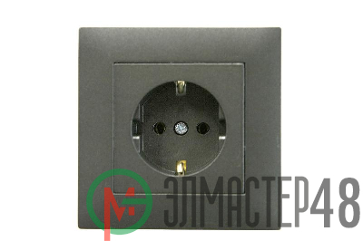 Розетка 1-м Karea RIZZ STAR с заземл. дым. металлик Makel 88050028