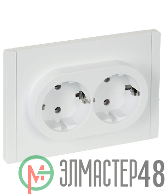Розетка 2-м СП FORTE&PIANO FP224 16А с заземл. без защ. шторок безвинт. крепл. бел. IEK FP-R21-16-1-K01