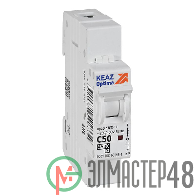Выключатель автоматический модульный OptiDin BM63-1C50-4.5-УХЛ3 КЭАЗ 326799