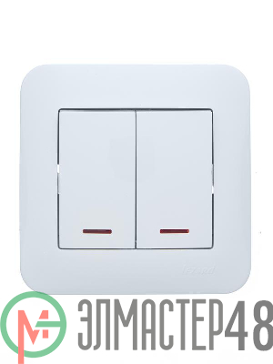 Выключатель 2-кл. 1п СП ASTI 10А IP20 с подсветкой в сборе бел. LEZARD 7081-0202-112