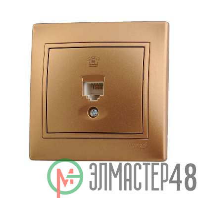 Розетка телефонная 1-м СП Мира RJ11 метал. зол. Lezard 701-1313-137
