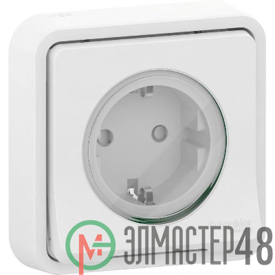 Розетка СП Mureva Styl защ. шторки с заземл. бел. IP55 SchE MUR39132