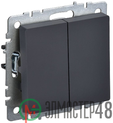 Выключатель проходной 2-кл. СП BRITE ВС10-2-6-БрГ 10А графит IEK BR-V22-0-10-K53