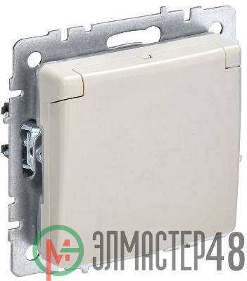 Розетка BRITE РСбш10-3-БрКр 16А IP20 с заземл. защ. шторки с крышкой беж. IEK BR-R16-16-K10