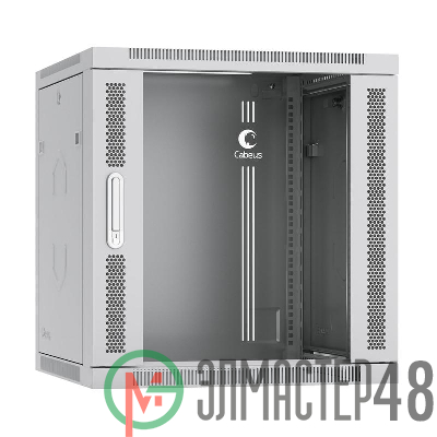Шкаф телекоммуникационный настенный разобранный SH-05F-12U60/45-R 19дюйм 12U 600х450х635мм дверь стекло сер. (RAL 7035) Cabeus 10762c