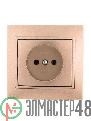 Розетка 1-м СП Мира 16А IP20 без заземл. керам. свет. корич. перламутр LEZARD 701-3131-121