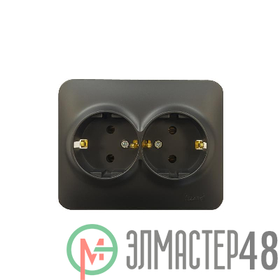 Розетка 2-м Karina Life с заземл. ПБТ черн. бархат LEZARD 708-4200-127B