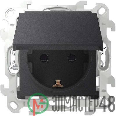 Механизм розетки 2К+З IP44 Push&Go Simon24 графит 2420448-038