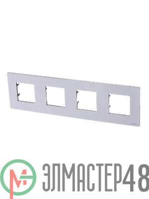 Рамка 4-м 8мод.Zenit серебристый ABB 2CLA227400N1301