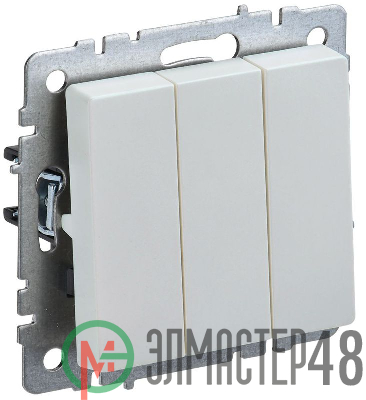 Выключатель 3-кл. СП BRITE ВС10-3-0-БрЖ 10А жемчуж. IEK BR-V30-0-10-K36