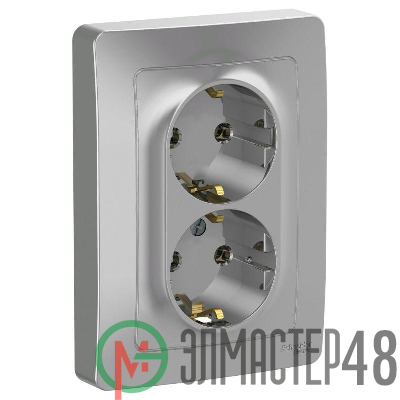 Розетка 2-м СП BLANCA 16А 250В без шторок с заземл. алюм. SchE BLNRS001023