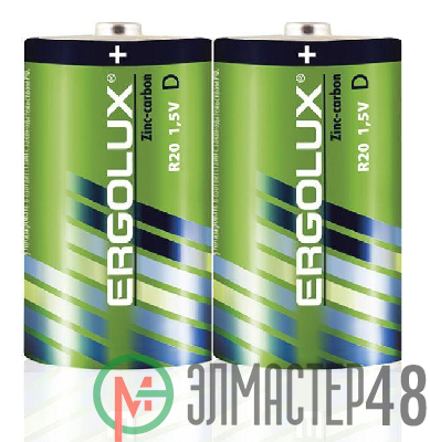Элемент питания солевой R20 SR2 R20SR2 1.5В (уп.2шт.) Ergolux 12442