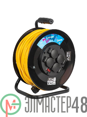 Удлинитель на катушке 4х30м с заземл. 16А IP44 ПВС 3х2.5 Космос YKKsm30m-4g-Z(2.5)IP