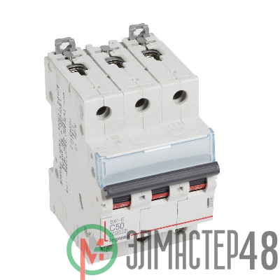 Выключатель автоматический модульный 3п C 50А 6кА DX3-E 6000 3мод. 230/400В Leg 407296