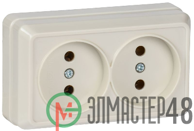Розетка 2-м ОП Октава 10А IP20 без заземл. крем. ИЭК ERO20-K33-10-DC