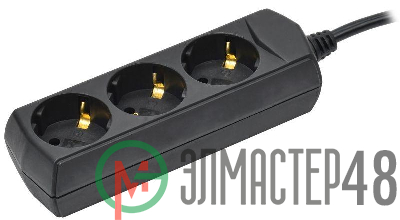 Удлинитель 3х3м с заземл. 10А IP20 У03 250В ПВС 3х1 черн. GENERICA WYP10-10-03-03-Z-K02-G
