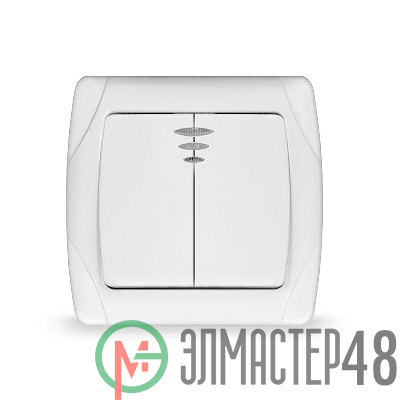Выключатель 2-кл. СП Маргарита 10А IP20 с индик. бел. Universal М0123