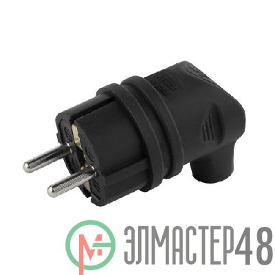 Вилка каучуковая с заземл. 90град 16А IP44 черн. V9-B-IP44 ЭРА Б0044542