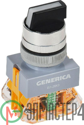 Переключатель D7-20X3 3 полож. 1НО+1НЗ черн. GENERICA BSW50-20X3-3-21-3-K02-G