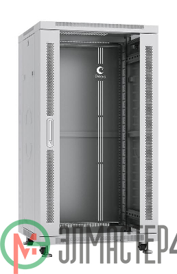 Шкаф монтажный телекоммуникационный напольный SH-05C-22U60/100 19дюйм для распред. и серверн. оборудования 22U 600х1000х1166мм передн. стеклян. и задн. сплошн. метал. двери ручка с замком сер. (RAL 7035) Cabeus 7054c