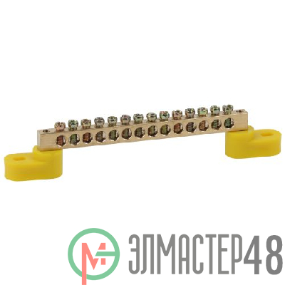 Шина PE "земля" на двух угловых изоляторах ШНИ-6х9-14-У2 желт. NO-222-112-1 ЭРА Б0044161